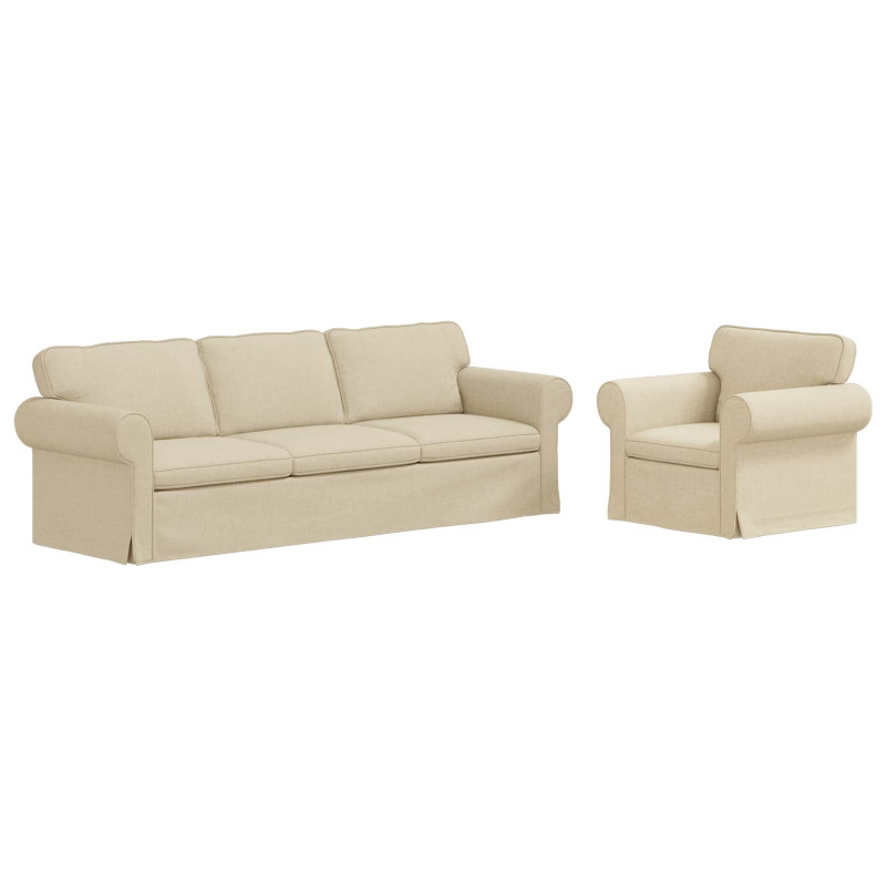 Zestaw Sof 2 pcs Kremowy 245 x 82 x 80 cm tkanina