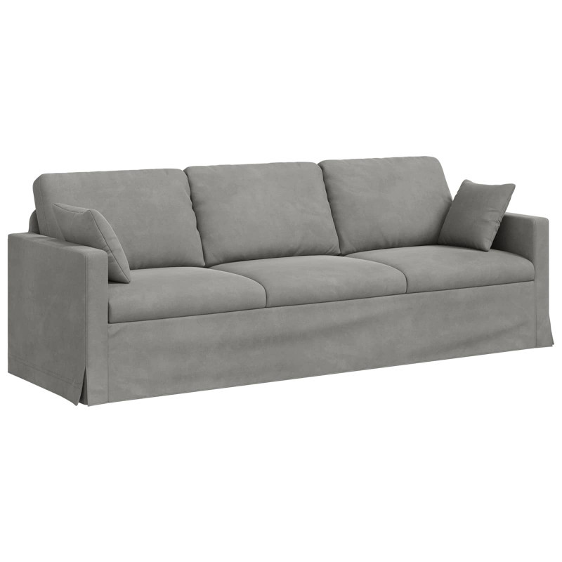 Zestaw Sof 2 pcs Jasnoszary 228 x 78 x 80 cm Aksamit