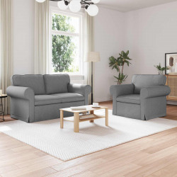 Zestaw Sof 2 pcs Jasnoszary 155 x 82 x 80 cm tkanina