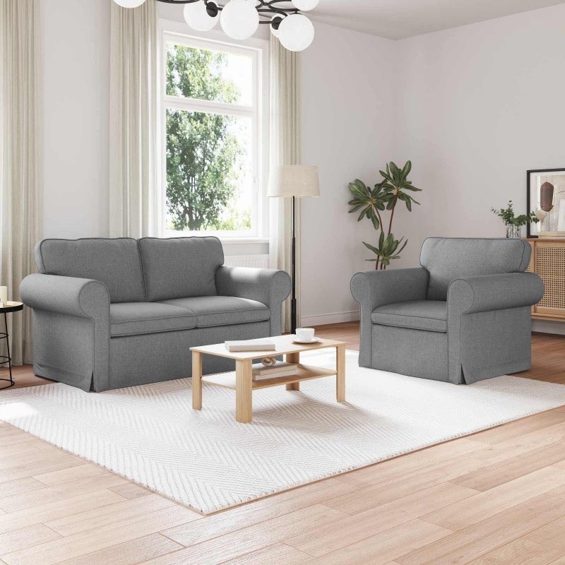 Zestaw Sof 2 pcs Jasnoszary 155 x 82 x 80 cm tkanina