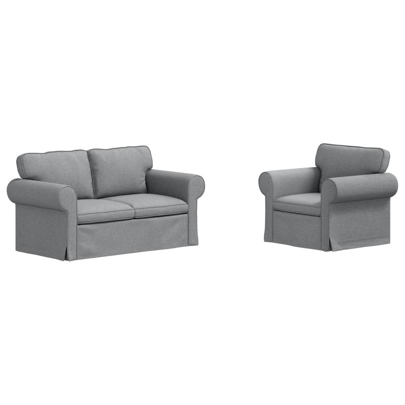 Zestaw Sof 2 pcs Jasnoszary 155 x 82 x 80 cm tkanina