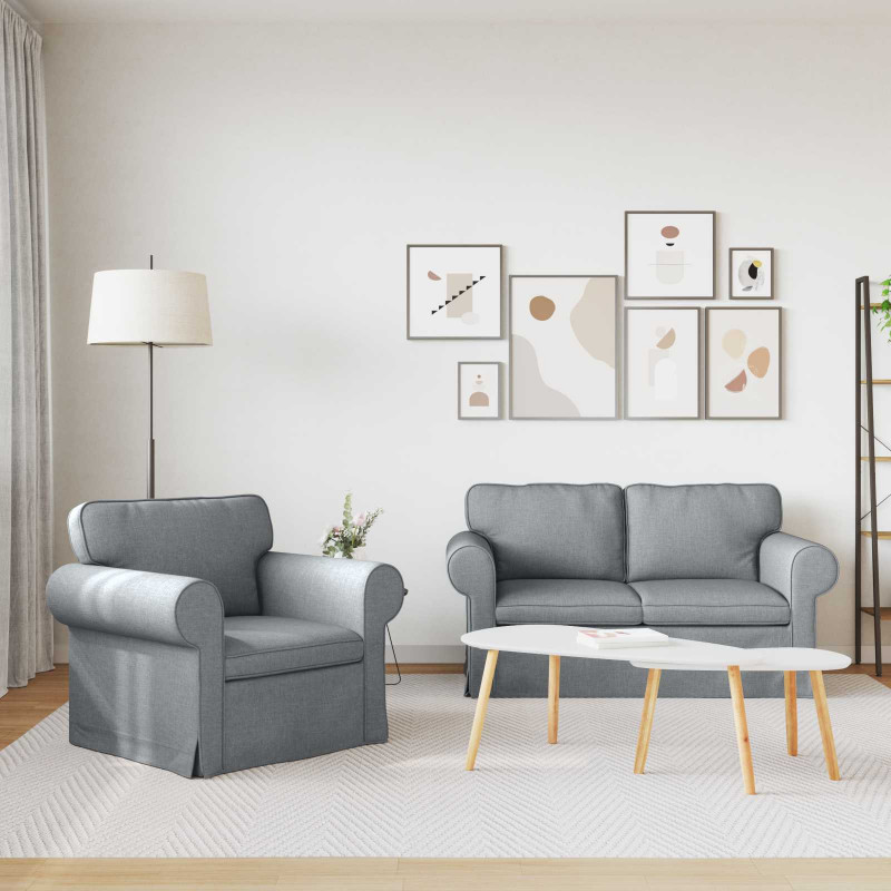 Zestaw Sof 2 pcs Jasnoszary 155 x 82 x 80 cm tkanina