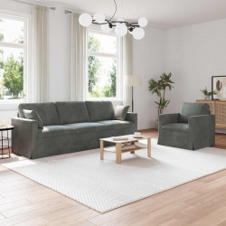 Zestaw Sof 2 pcs Ciemnoszary 228 x 78 x 80 cm Aksamit