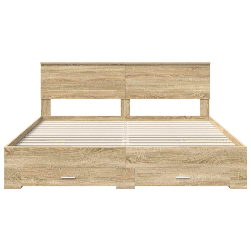 Ramka łóżka Dąb Sonoma 200 x 200 cm Materiał drewnopochodny