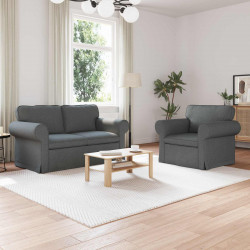 Zestaw Sof 2 pcs Ciemnoszary 155 x 82 x 80 cm tkanina