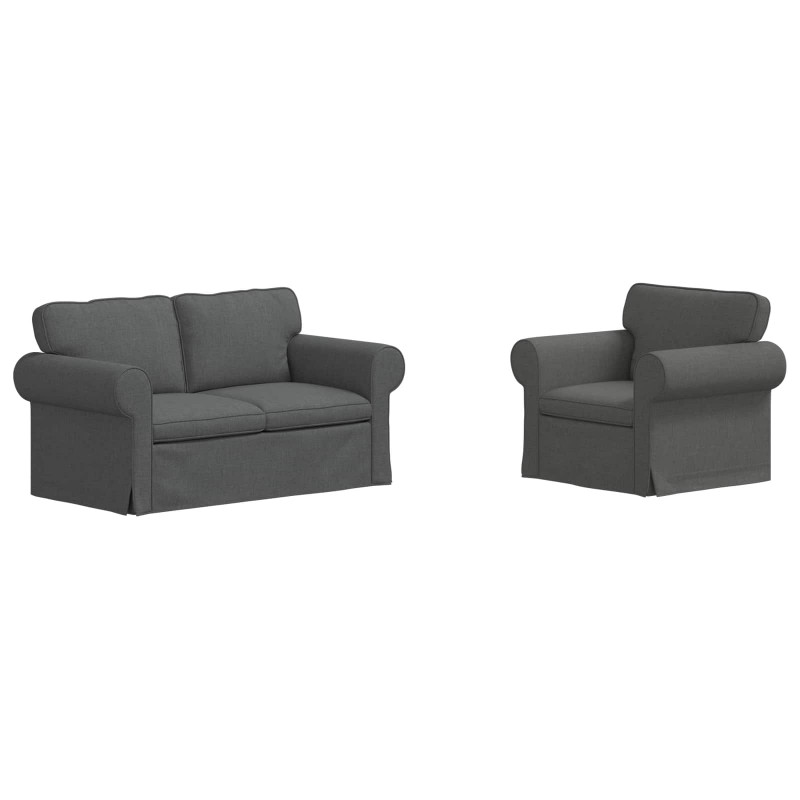 Zestaw Sof 2 pcs Ciemnoszary 155 x 82 x 80 cm tkanina