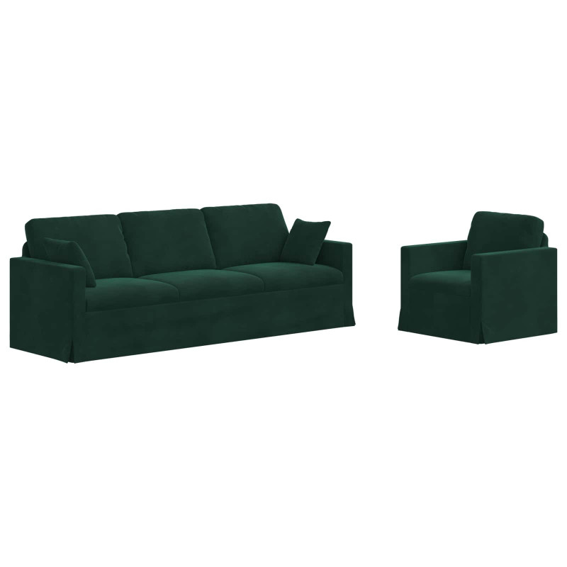 Zestaw Sof 2 pcs Ciemna zieleń 228 x 78 x 80 cm Aksamit