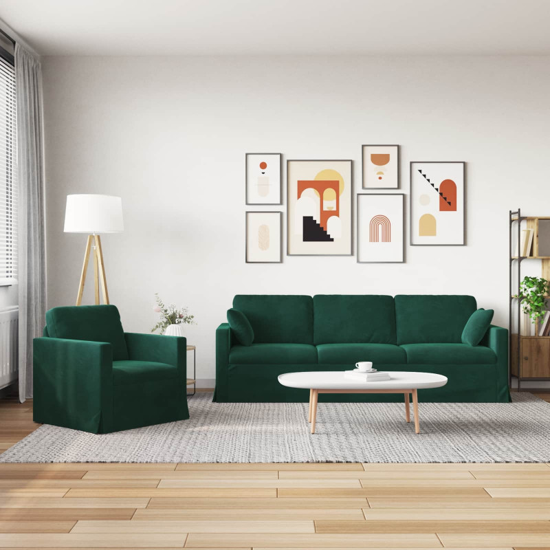Zestaw Sof 2 pcs Ciemna zieleń 228 x 78 x 80 cm Aksamit