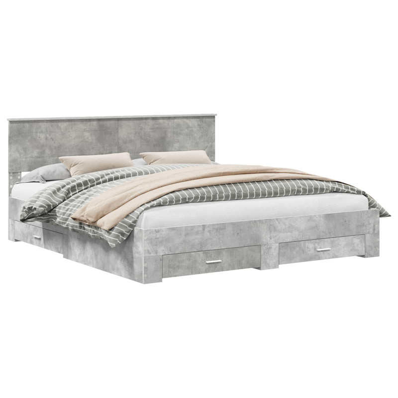 Ramka łóżka Betonowy szary 200 x 200 cm Materiał drewnopochodny