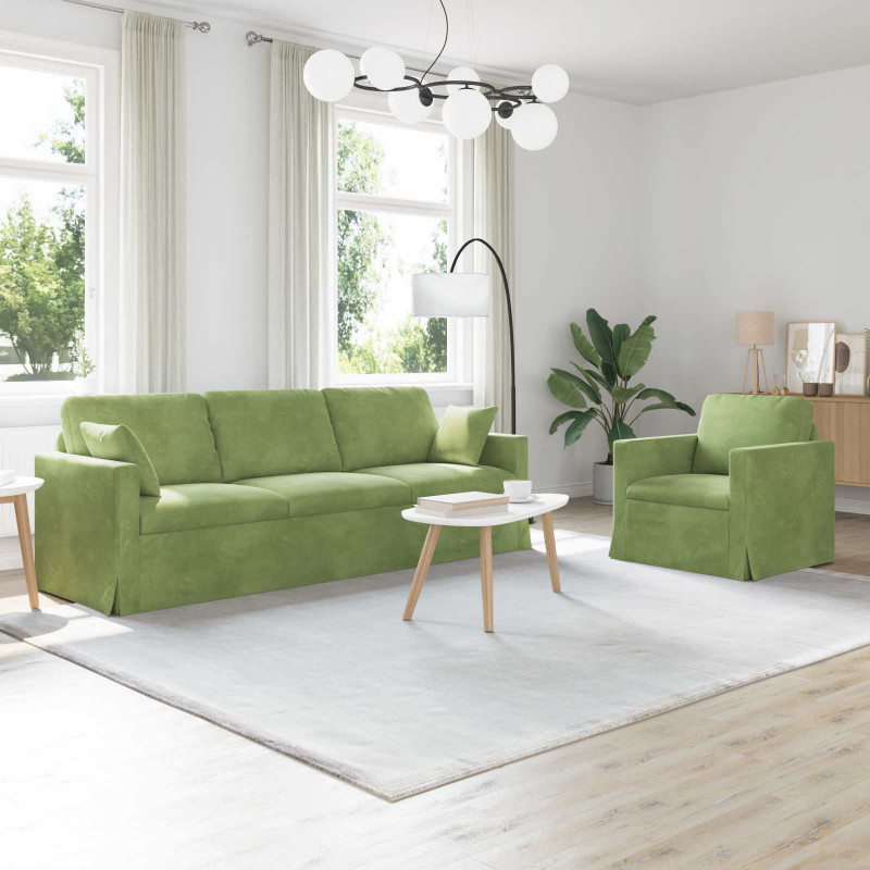 Zestaw Sof 2 pcs Jasnozielony 228 x 78 x 80 cm Aksamit
