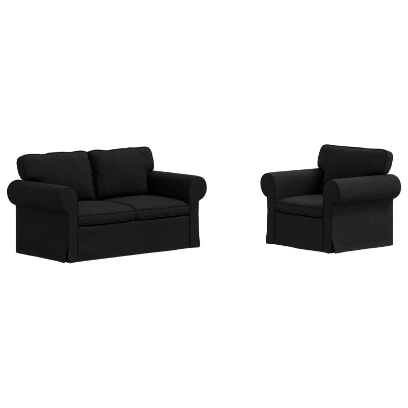 Zestaw Sof 2 pcs Czarny 155 x 82 x 80 cm tkanina