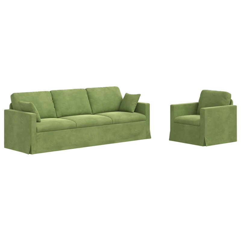 Zestaw Sof 2 pcs Jasnozielony 228 x 78 x 80 cm Aksamit