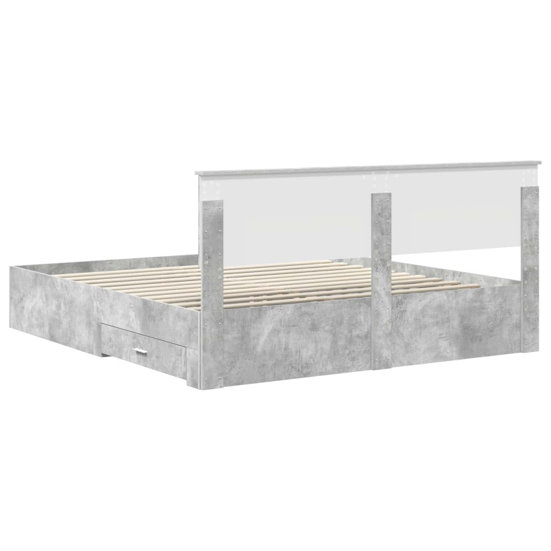 Ramka łóżka Betonowy szary 200 x 200 cm Materiał drewnopochodny