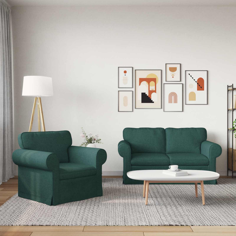 Zestaw Sof 2 pcs Ciemna zieleń 155 x 82 x 80 cm tkanina