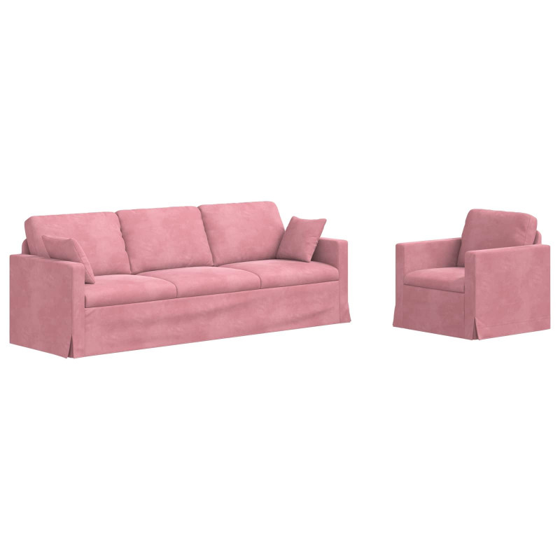 Zestaw Sof 2 pcs Różowy 228 x 78 x 80 cm Aksamit