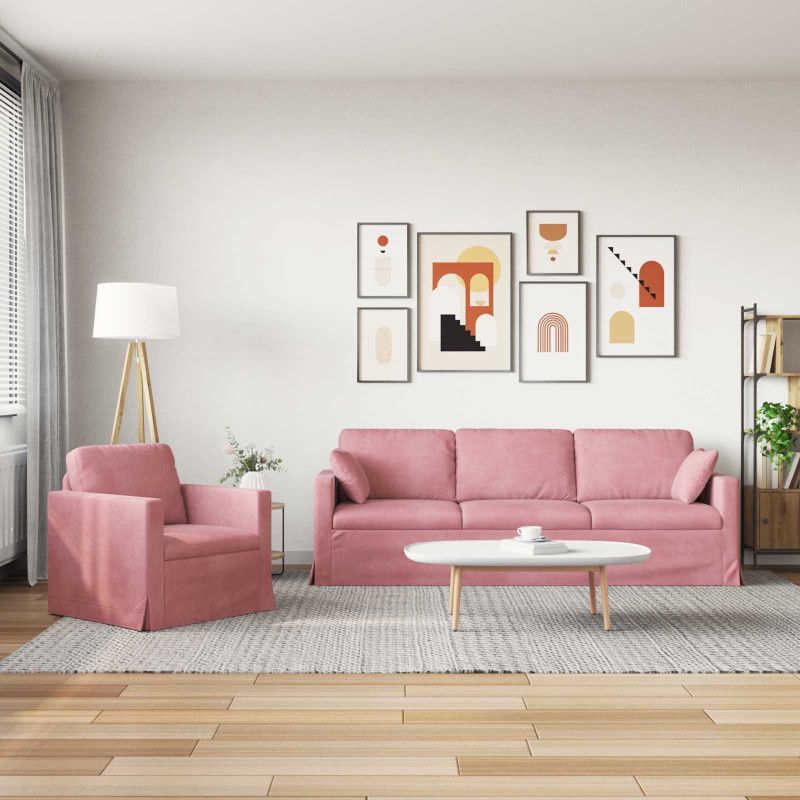 Zestaw Sof 2 pcs Różowy 228 x 78 x 80 cm Aksamit
