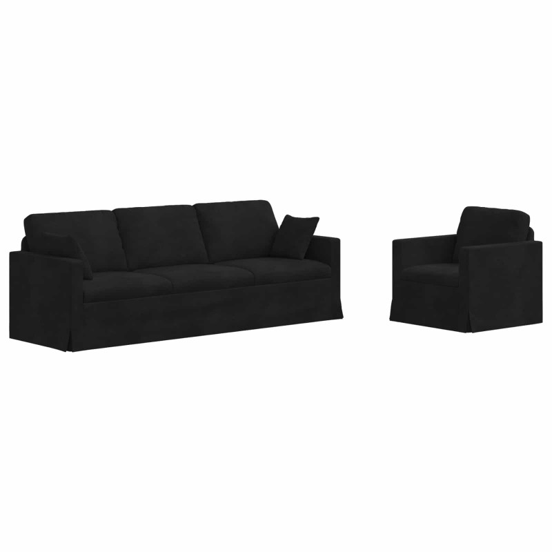 Zestaw Sof 2 pcs Czarny 228 x 78 x 80 cm Aksamit