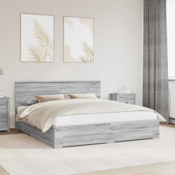 Ramka łóżka Szary Sonoma 200 x 200 cm Materiał drewnopochodny