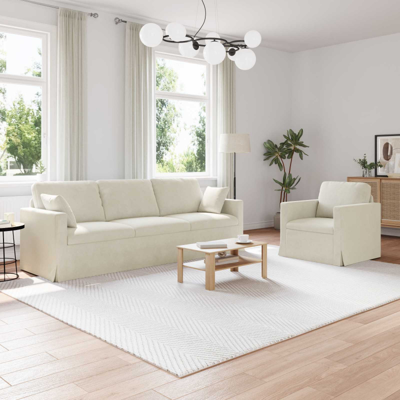Zestaw Sof 2 pcs Kremowy 228 x 78 x 80 cm Aksamit