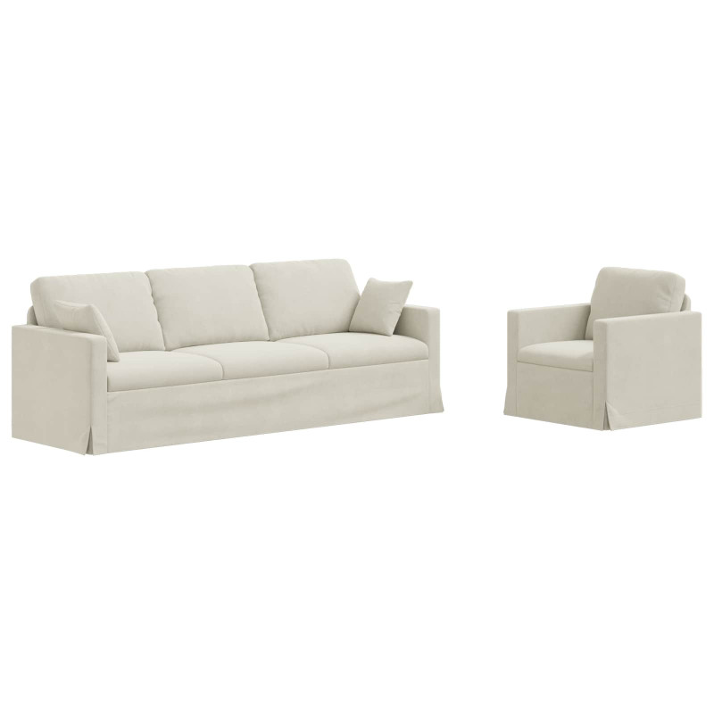 Zestaw Sof 2 pcs Kremowy 228 x 78 x 80 cm Aksamit