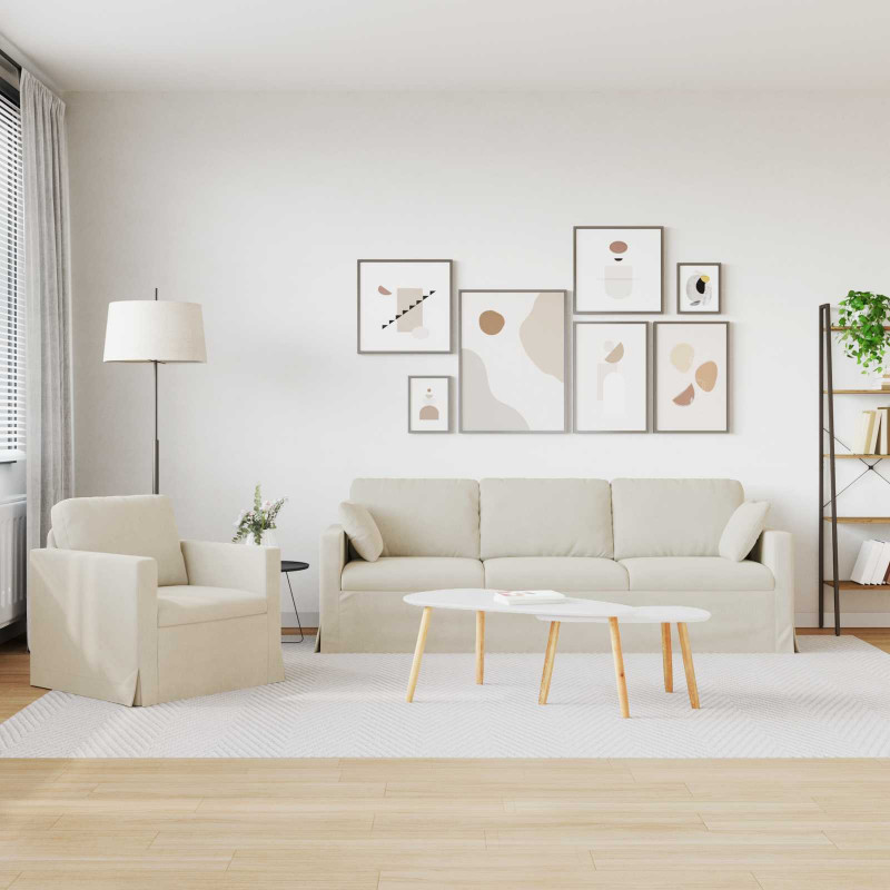 Zestaw Sof 2 pcs Kremowy 228 x 78 x 80 cm Aksamit