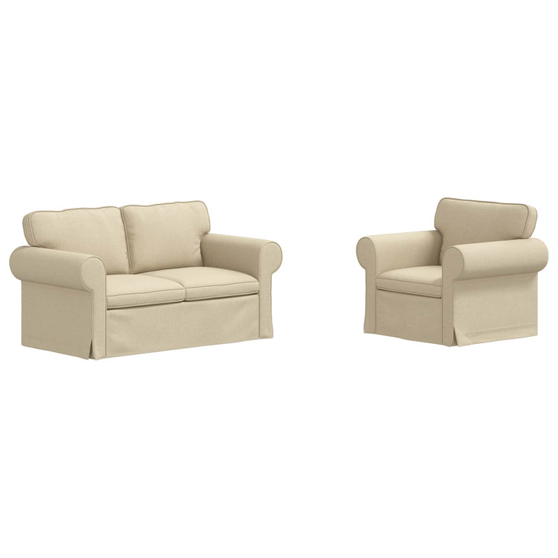 Zestaw Sof 2 pcs Kremowy 155 x 82 x 80 cm tkanina