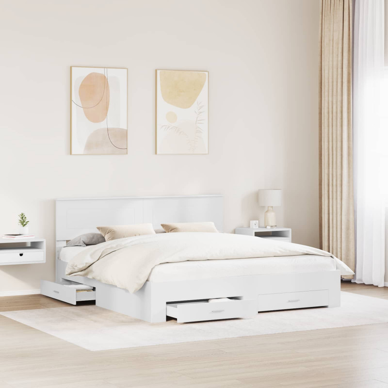 Ramka łóżka Biały 180 x 200 cm Materiał drewnopochodny