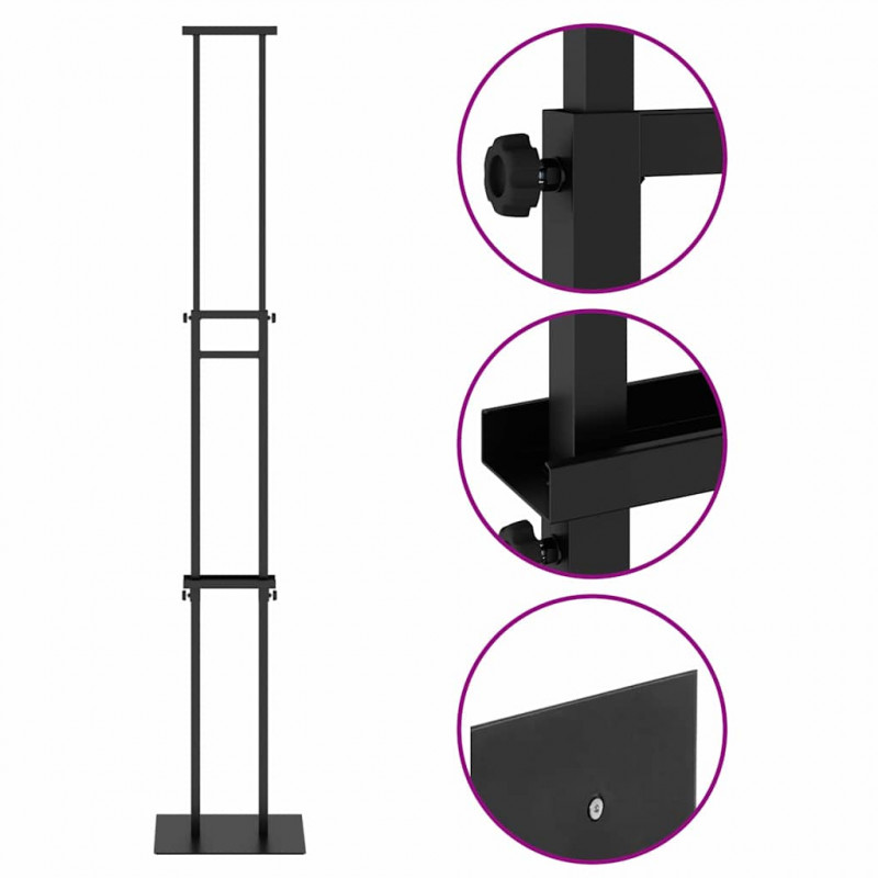 Stoiska na targi 2 pcs Czarny 30 x 23,5 x 210 cm Stal