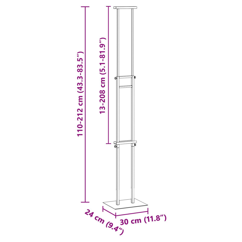 Stoiska na targi 2 pcs Czarny 30 x 23,5 x 210 cm Stal