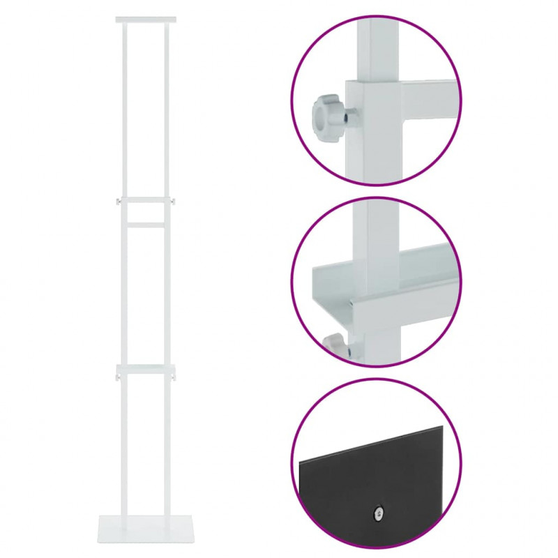 Stoiska na targi 2 pcs Biały 30 x 23,5 x 210 cm Stal