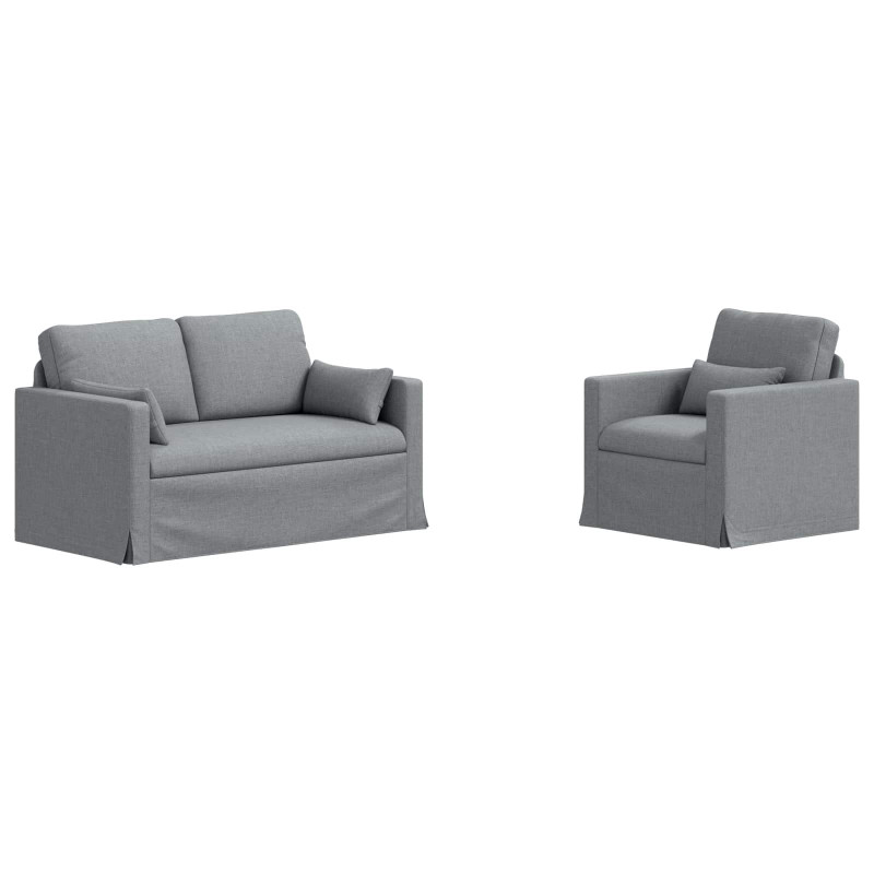 Zestaw Sof 2 pcs Jasnoszary 139 x 78 x 80 cm tkanina