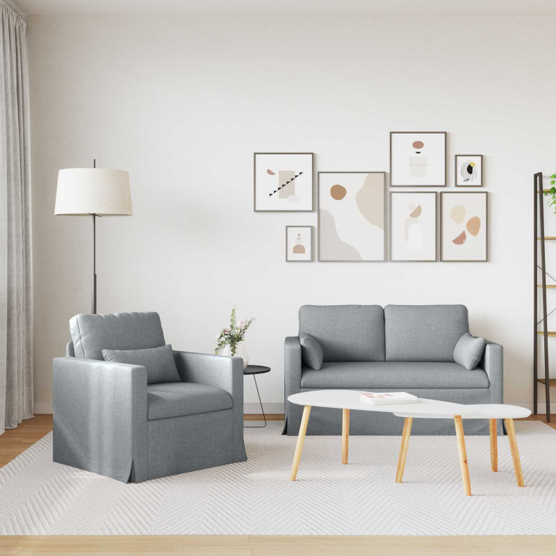Zestaw Sof 2 pcs Jasnoszary 139 x 78 x 80 cm tkanina