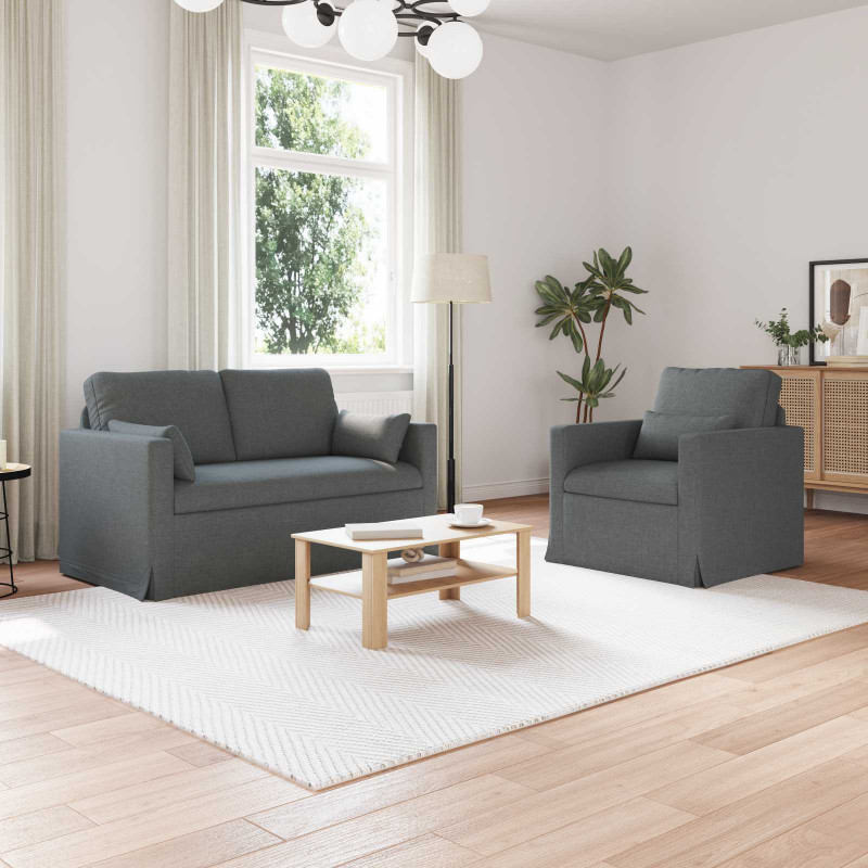 Zestaw Sof 2 pcs Ciemnoszary 139 x 78 x 80 cm tkanina