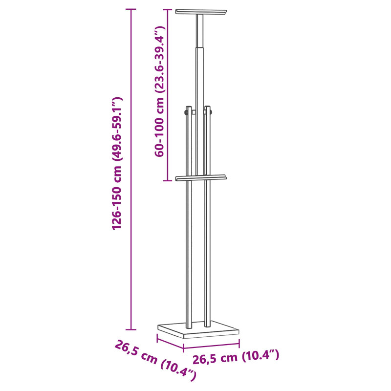 Stoiska na targi 2 pcs Czarny 26,5 x 26,5 x 150 cm Stal