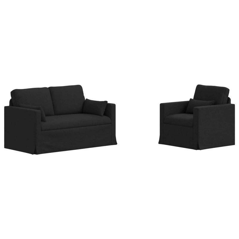 Zestaw Sof 2 pcs Czarny 139 x 78 x 80 cm tkanina