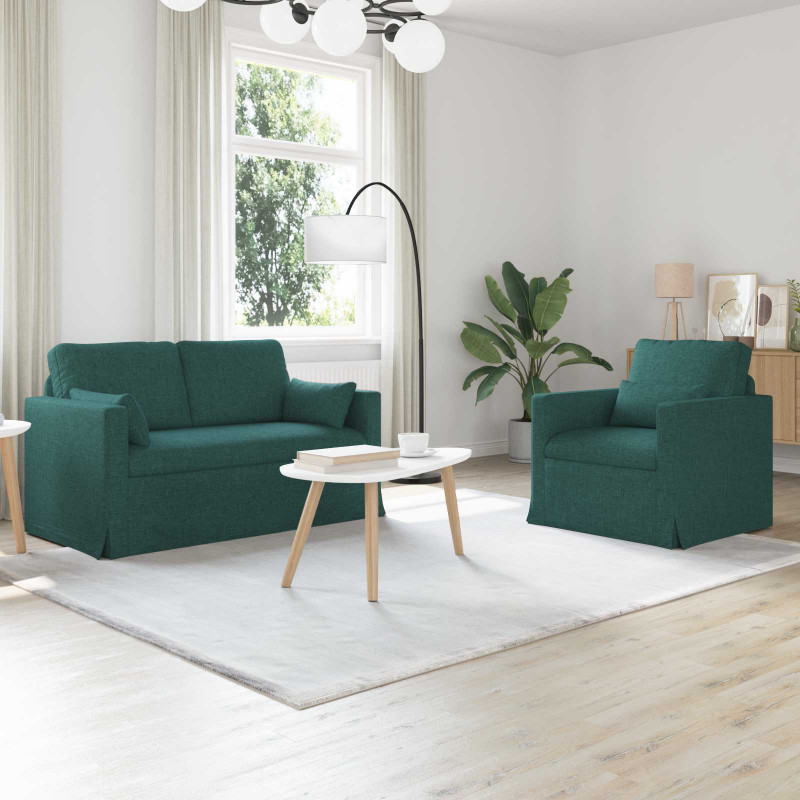 Zestaw Sof 2 pcs Ciemna zieleń 139 x 78 x 80 cm tkanina