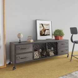 Szafka pod telewizor, srebrna, 110x30x40 cm, żelazna