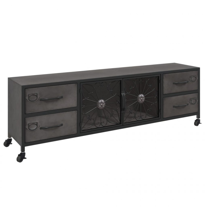 Szafka pod telewizor, srebrna, 110x30x40 cm, żelazna