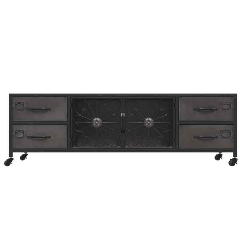 Szafka pod telewizor, srebrna, 110x30x40 cm, żelazna