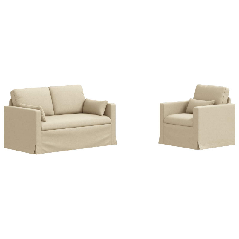 Zestaw Sof 2 pcs Kremowy 139 x 78 x 80 cm tkanina