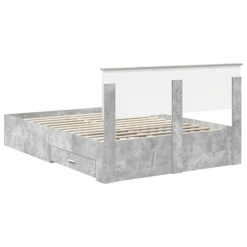 Ramka łóżka Betonowy szary 160 x 200 cm Materiał drewnopochodny
