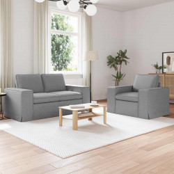 Zestaw Sof 2 pcs Jasnoszary 182 x 80 x 82 cm tkanina