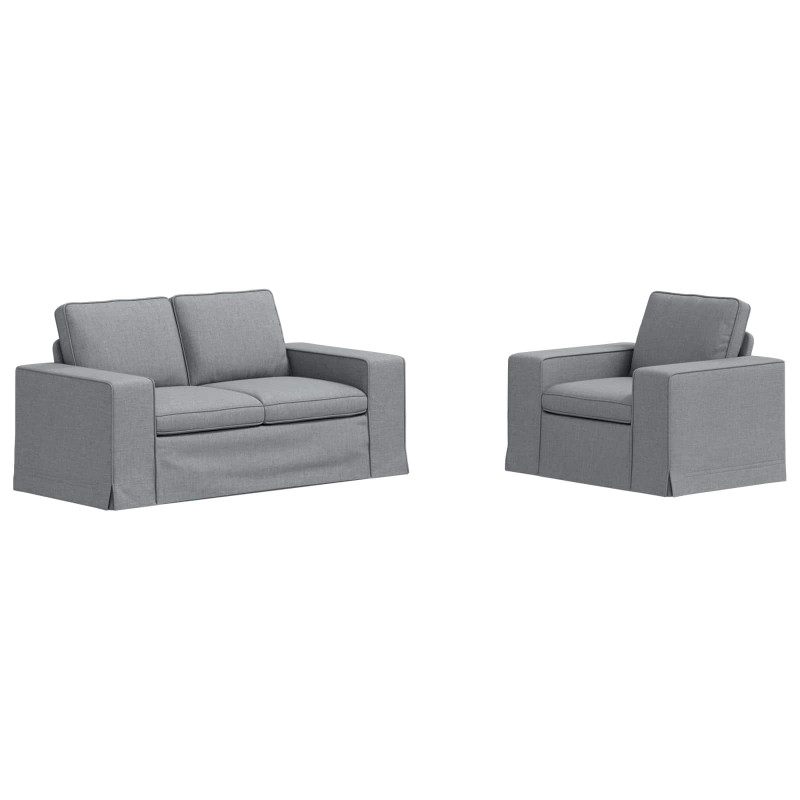 Zestaw Sof 2 pcs Jasnoszary 182 x 80 x 82 cm tkanina