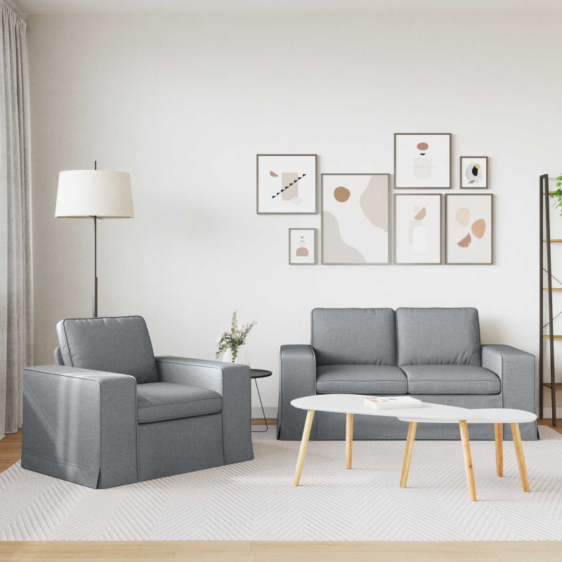 Zestaw Sof 2 pcs Jasnoszary 182 x 80 x 82 cm tkanina