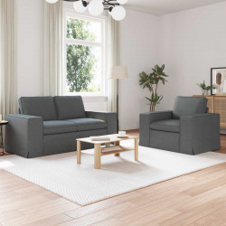 Zestaw Sof 2 pcs Ciemnoszary 182 x 80 x 82 cm tkanina