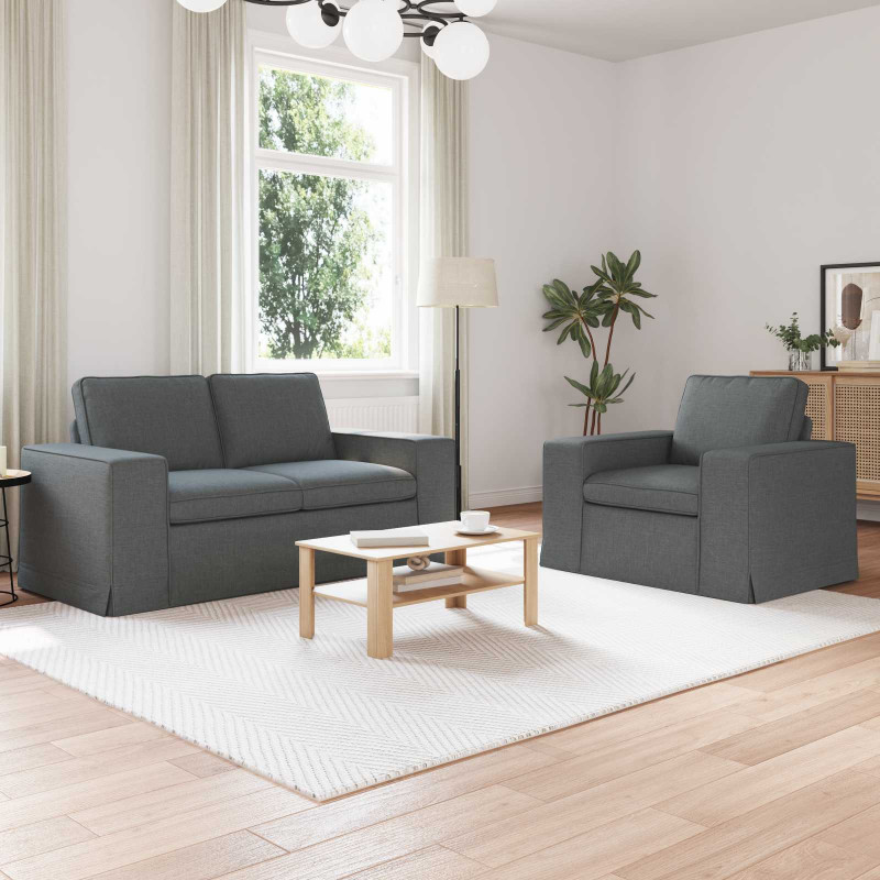 Zestaw Sof 2 pcs Ciemnoszary 182 x 80 x 82 cm tkanina