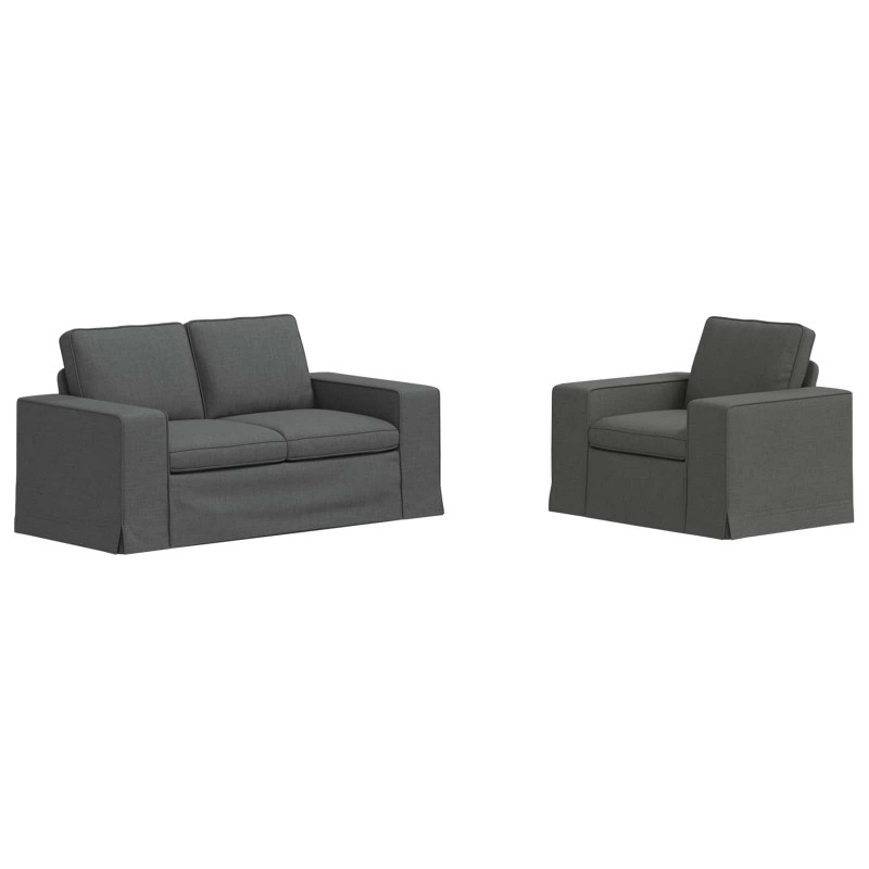 Zestaw Sof 2 pcs Ciemnoszary 182 x 80 x 82 cm tkanina