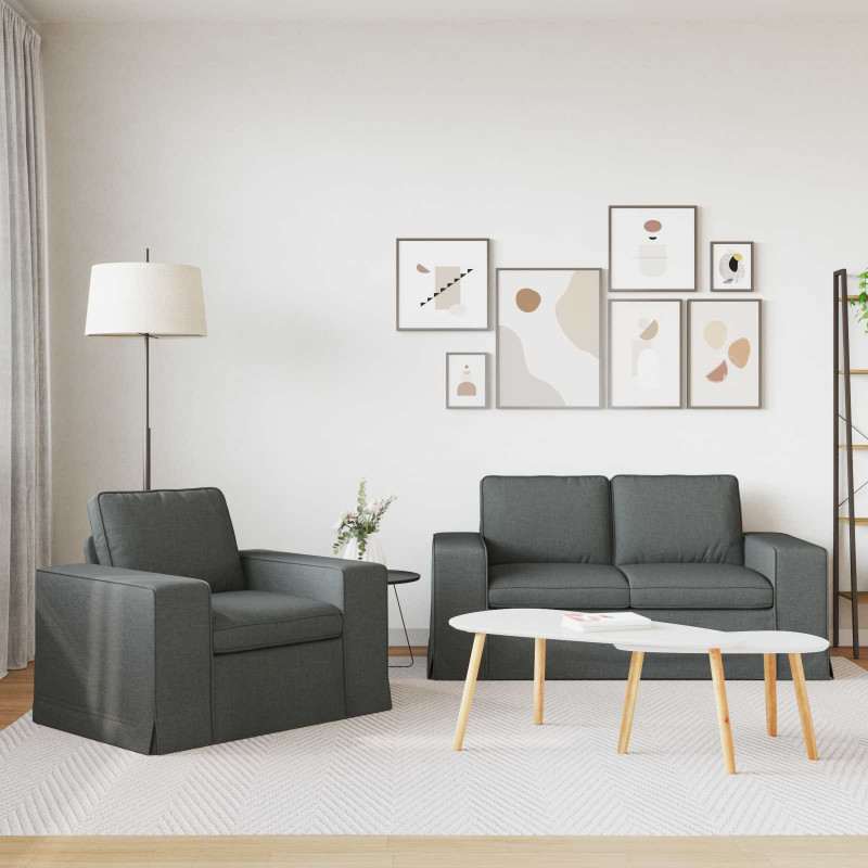 Zestaw Sof 2 pcs Ciemnoszary 182 x 80 x 82 cm tkanina