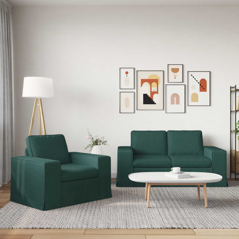 Zestaw Sof 2 pcs Ciemna zieleń 182 x 80 x 82 cm tkanina