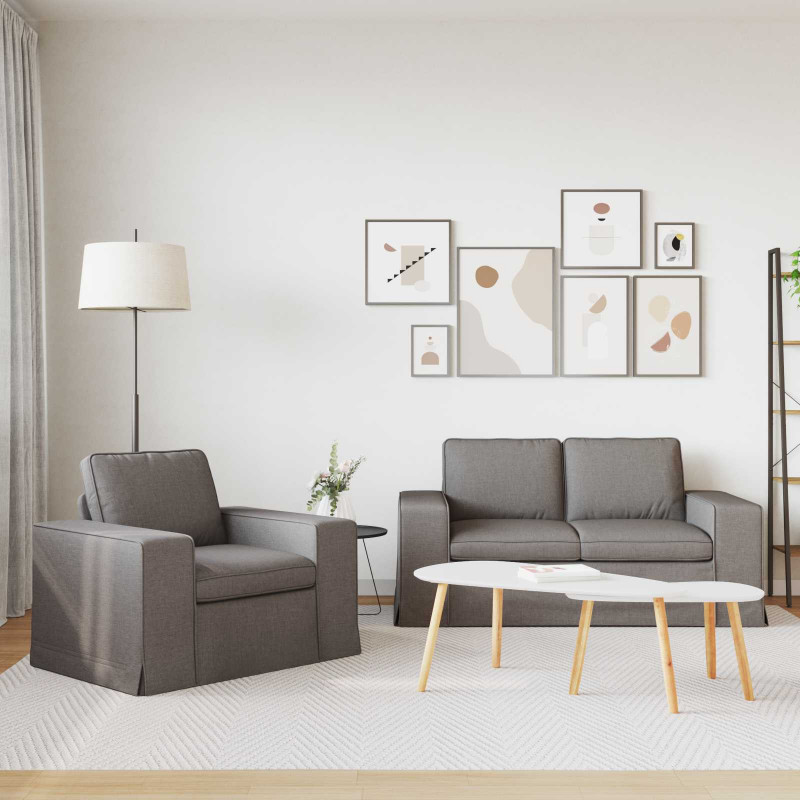 Zestaw Sof 2 pcs Ciemnoszary 182 x 80 x 82 cm tkanina